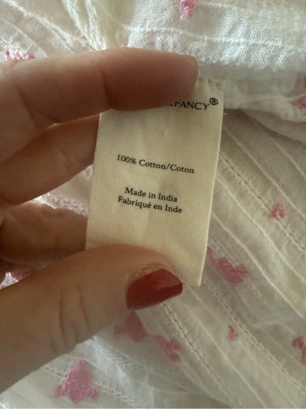 Loveshackfancy Blouse Size Small Cotton Boho White Pink Long Sleeve - Picture 5 of 6
